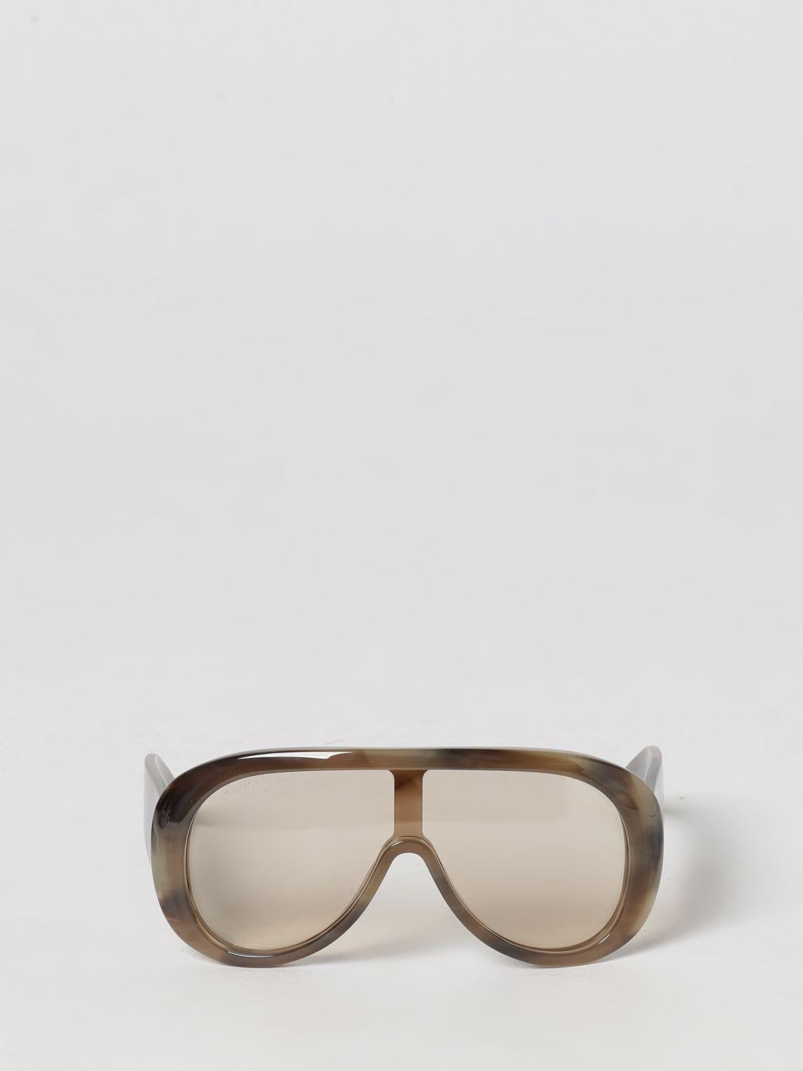 GUCCI Brown Acetate Square Sunglasses