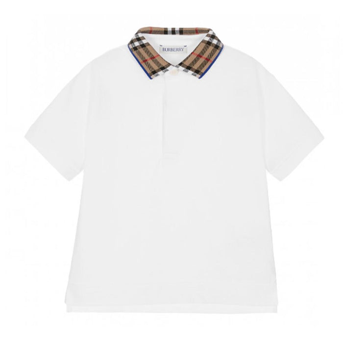 BURBERRY Women’s Check Collar T-Shirt White