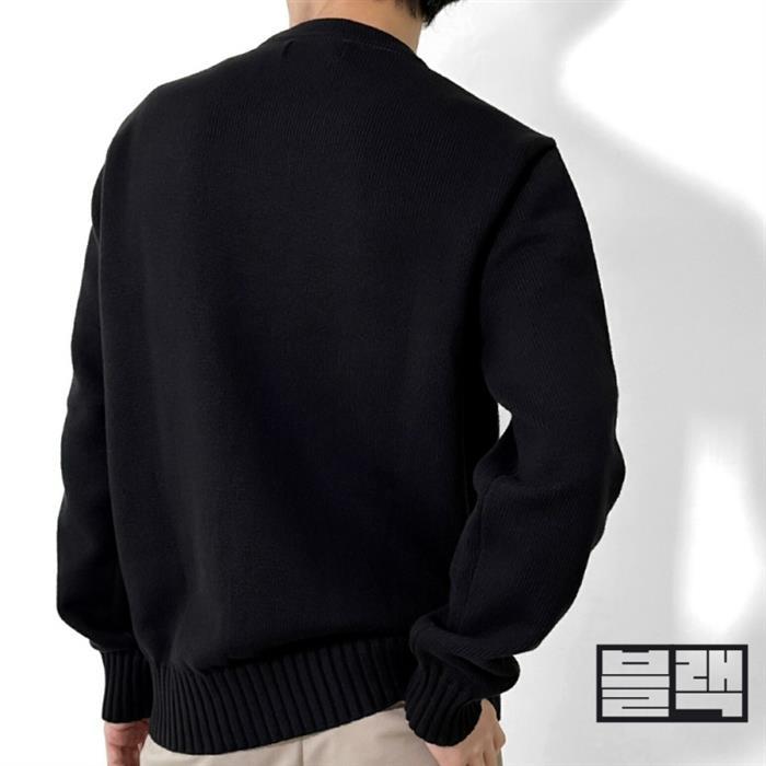 STONE ISLAND Woven Patch Signature Crewneck Knit Sweater Black Navy