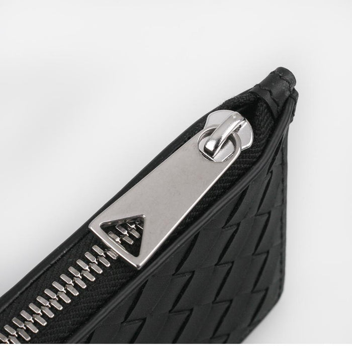 Bottega Veneta Zip Card Holder Leather Black Men's Wallet
