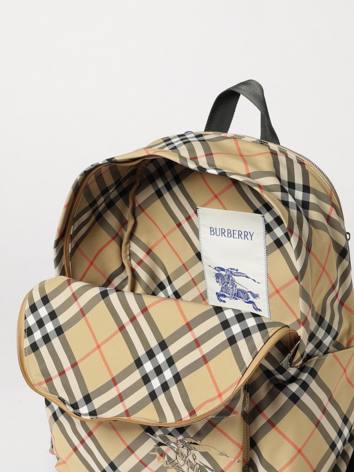 BURBERRY Black Nylon Leather Trim Backpack