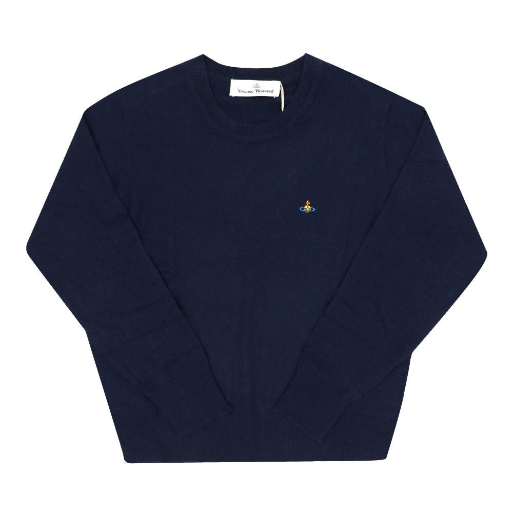 Vivienne Westwood Alex ORB Logo Crewneck Knit Sweater Men Navy