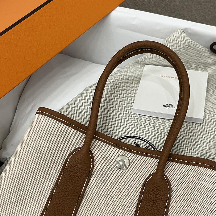 HERMES Mini Garden Party 23 Ecru Gold Tote Bag Unisex