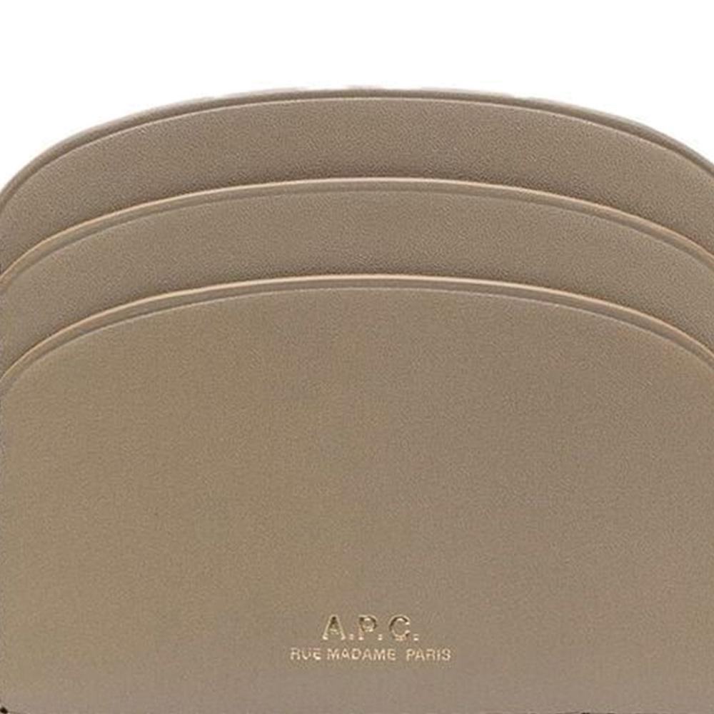 A.P.C. Demi-Lune Logo Half-Moon Card Holder Wallet Brown Leather