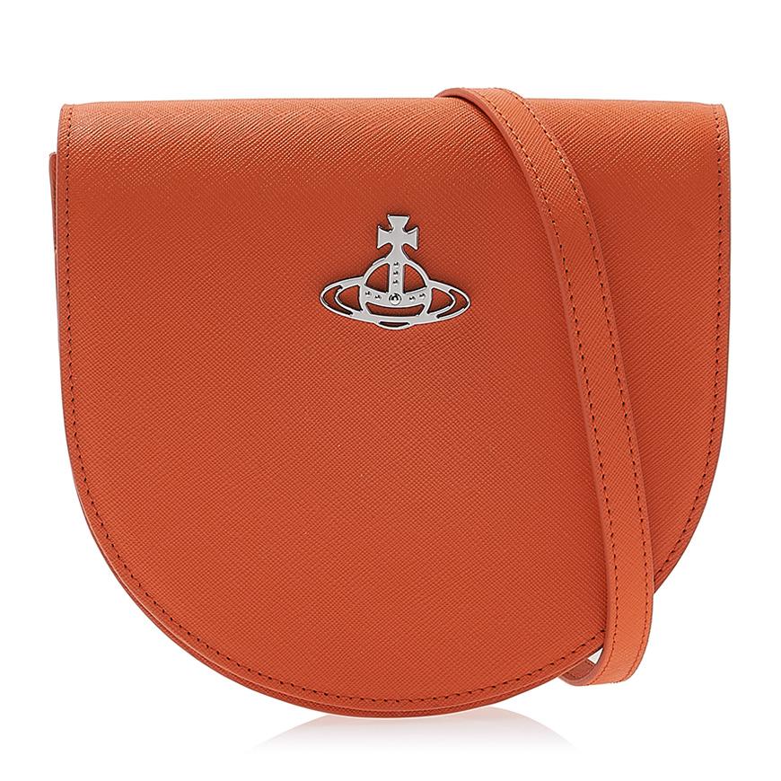 Vivienne Westwood Saffiano Leather Saddle Crossbody Bag Women Navy