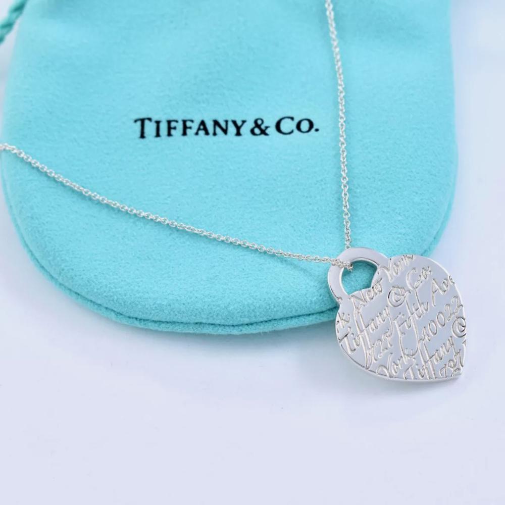 Tiffany & Co 925 Sterling Silver I Love You Note Pendant Necklace