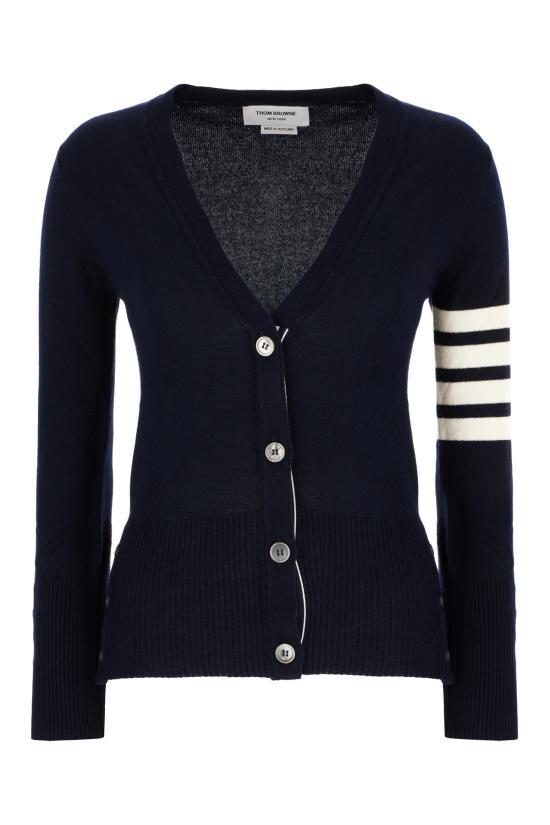 THOM BROWNE Navy Wool Button-Up Cardigan for Women
