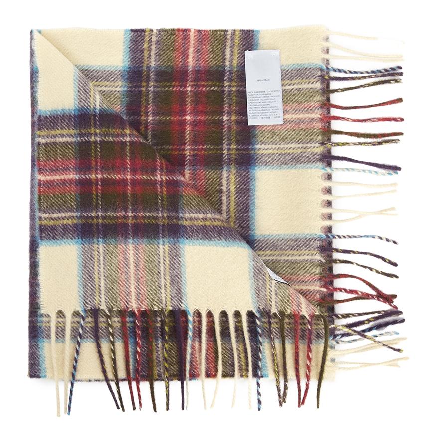 Johnstons of Elgin Tartan Cashmere Scarf Unisex KU0010 HESSIAN