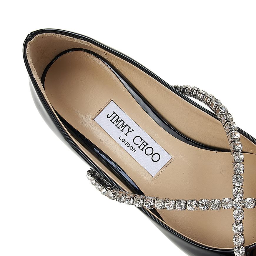 Jimmy Choo Genevi Flat Shoes for Women GENEVI FLAT BOB BLACK CRYSTAL