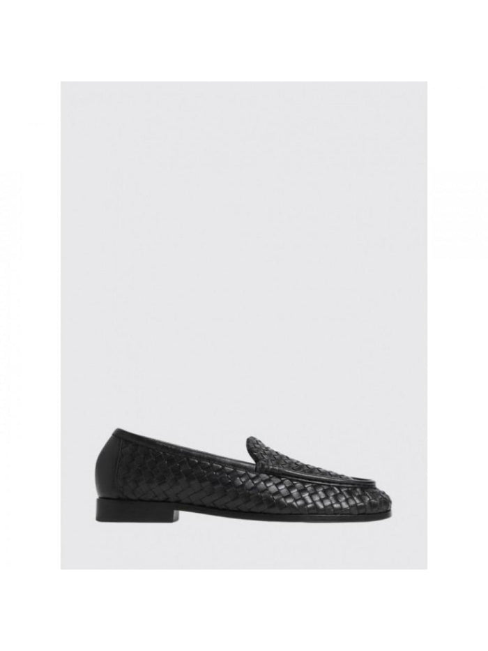 Bottega Veneta Black Leather Silenzio Loafers