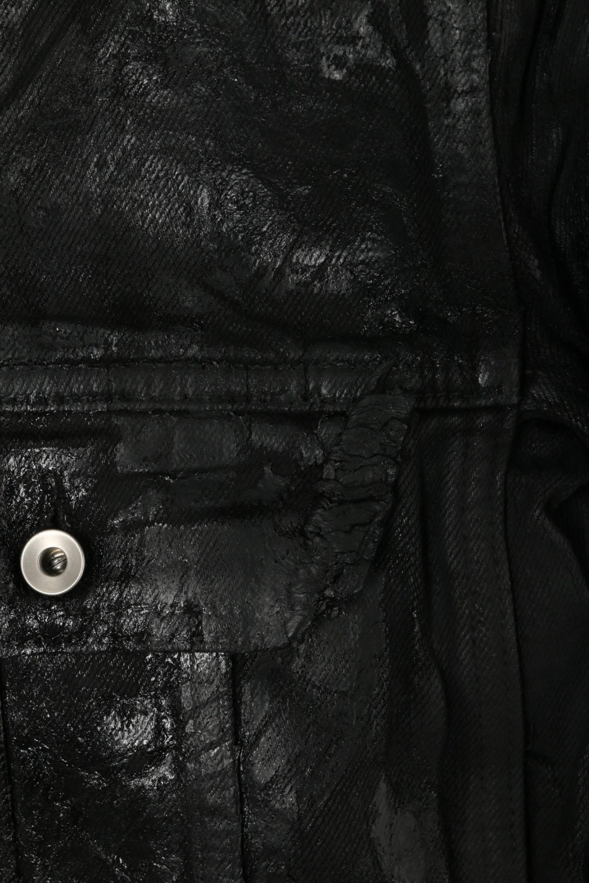 Rick Owens DRKSHDW Mega Crust Black Denim Slim Trucker Jacket DU02D2751 BMC 09