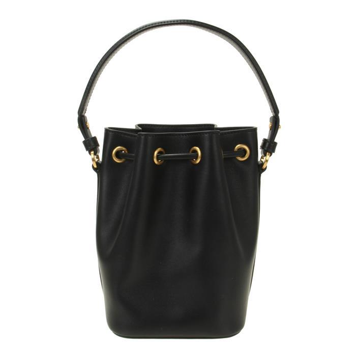 VALENTINO V Logo Mini Bucket Bag Black Leather Shoulder Bag