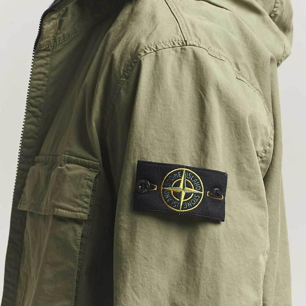 STONE ISLAND Hooded Stretch Cotton Windbreaker Jacket Military Khaki