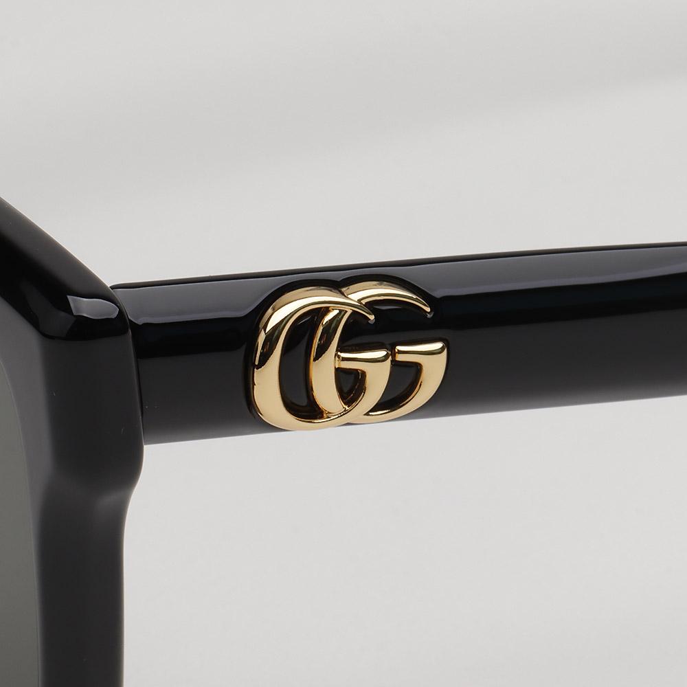 GUCCI Black Acetate Square Logo Sunglasses Asian Fit Unisex