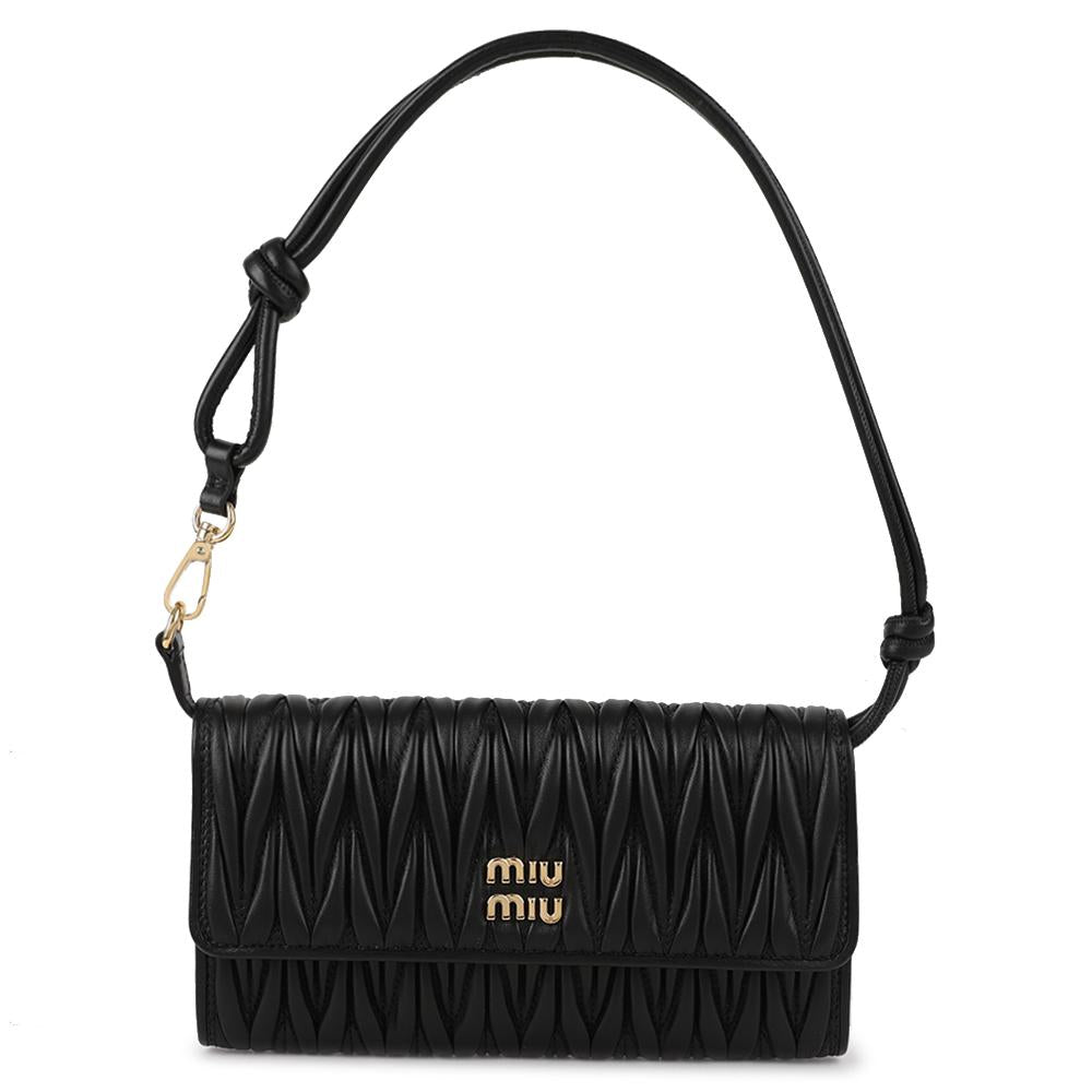 Miu Miu Small Matelassé Nappa Leather Bi-Fold Wallet Black 5MT025 AFPP F0002