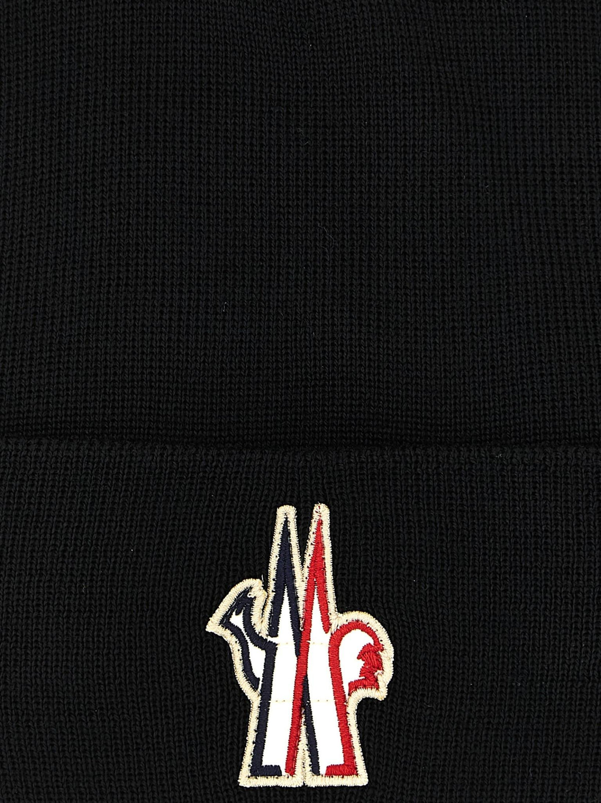 Moncler Black Wool Rib Knit Beanie