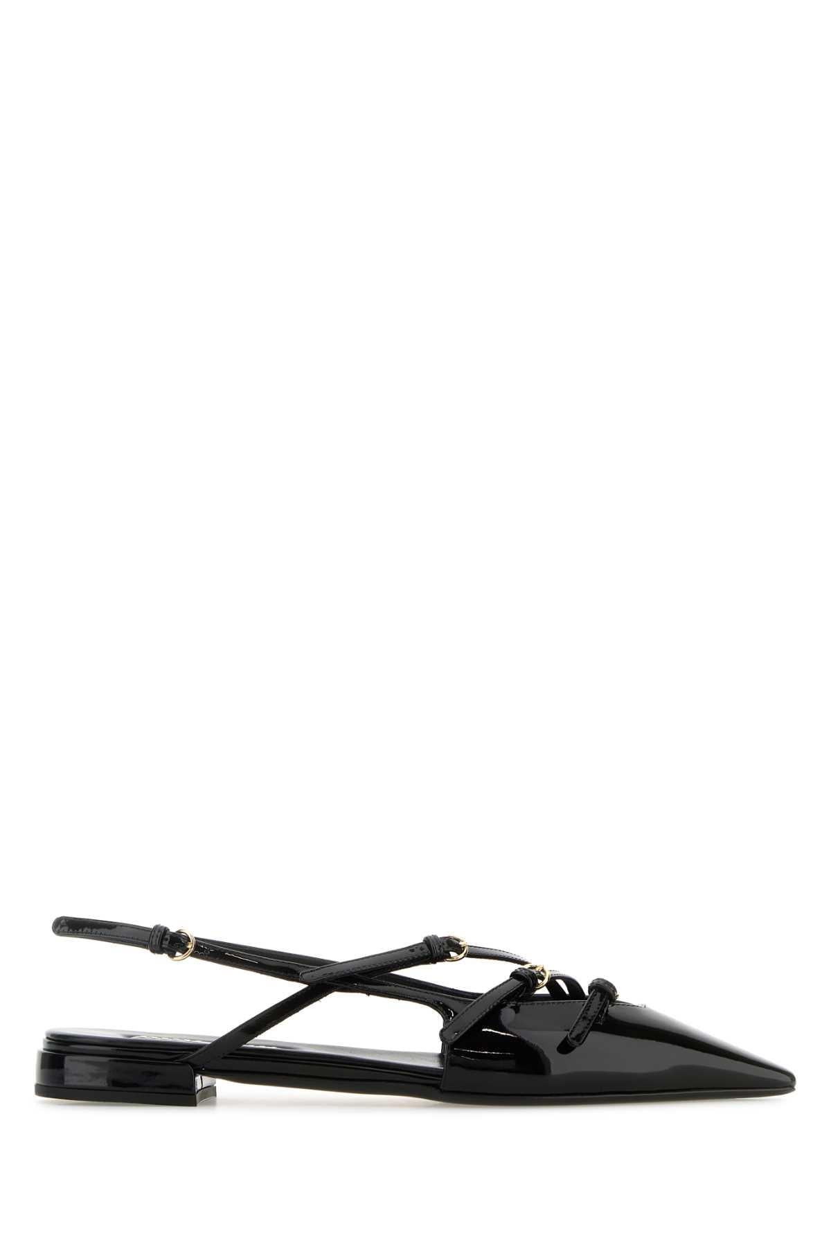 Miu Miu Black Leather Flat Shoes