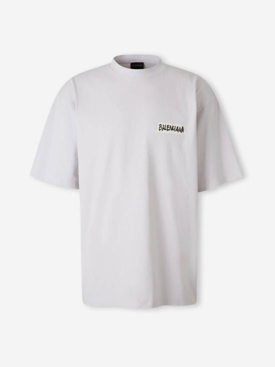 BALENCIAGA Dirty White Short Sleeve T-Shirt Men’s Cotton 764235 TTVL 6901