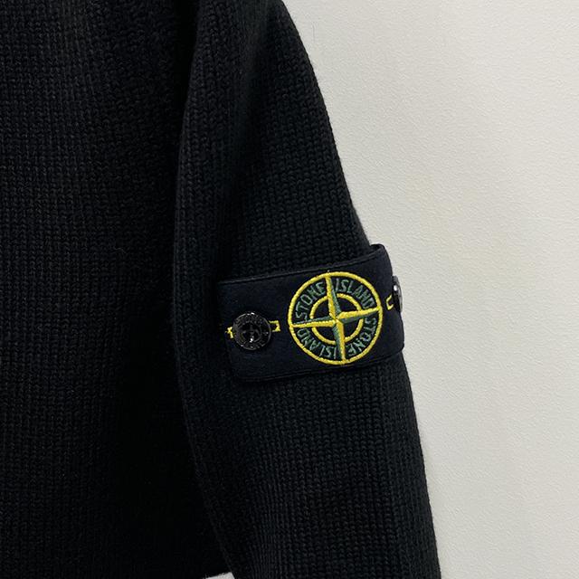 STONE ISLAND Kids Cotton Woven Patch Crewneck Knit Sweater Black