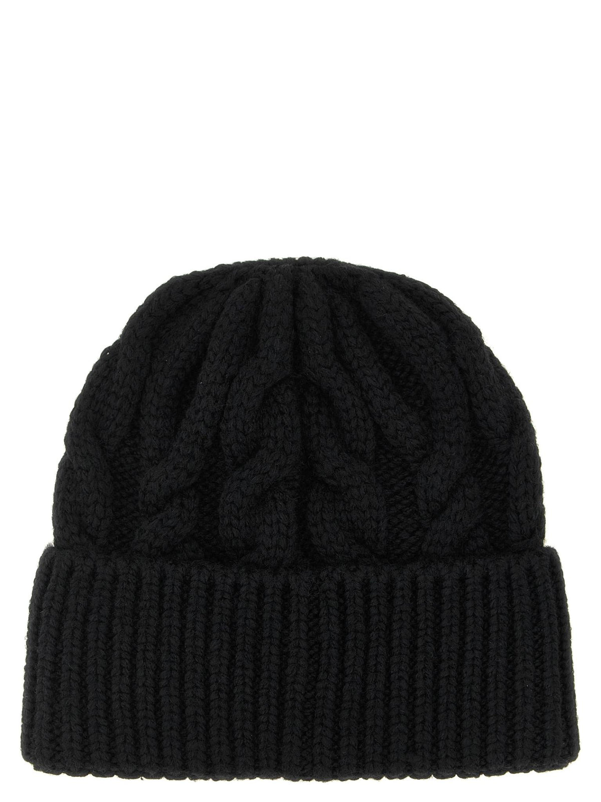 Moncler Black Wool Rib Knit Beanie