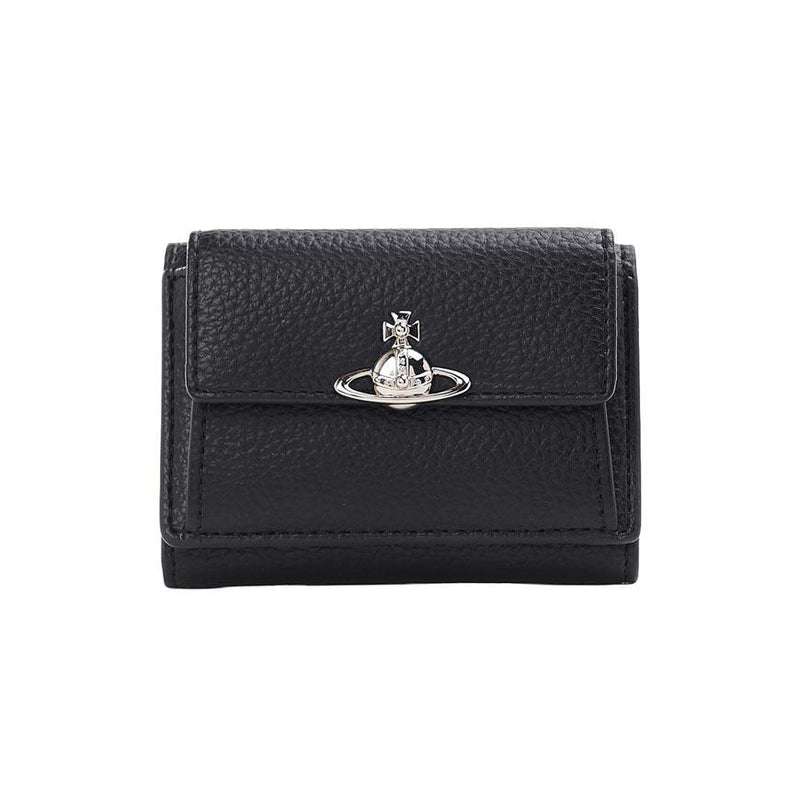 Vivienne Westwood Women’s Small Flap Purse Wallet Black Leather