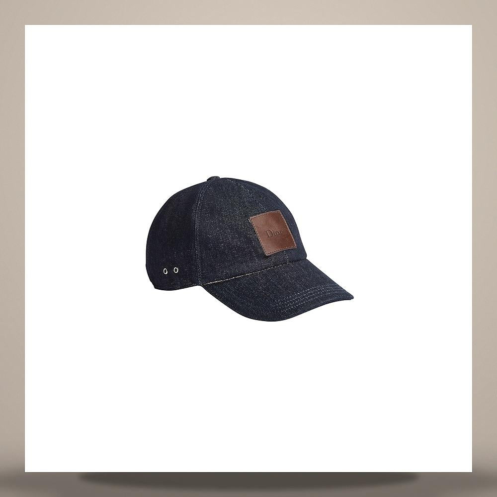 DIOR Deep Blue Cotton Denim Label Cap 693C906A3353 C587