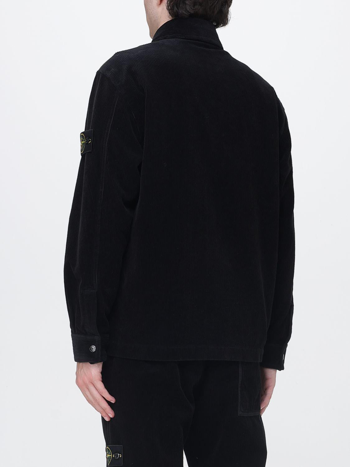 STONE ISLAND Black Cotton Long Sleeve Shirt