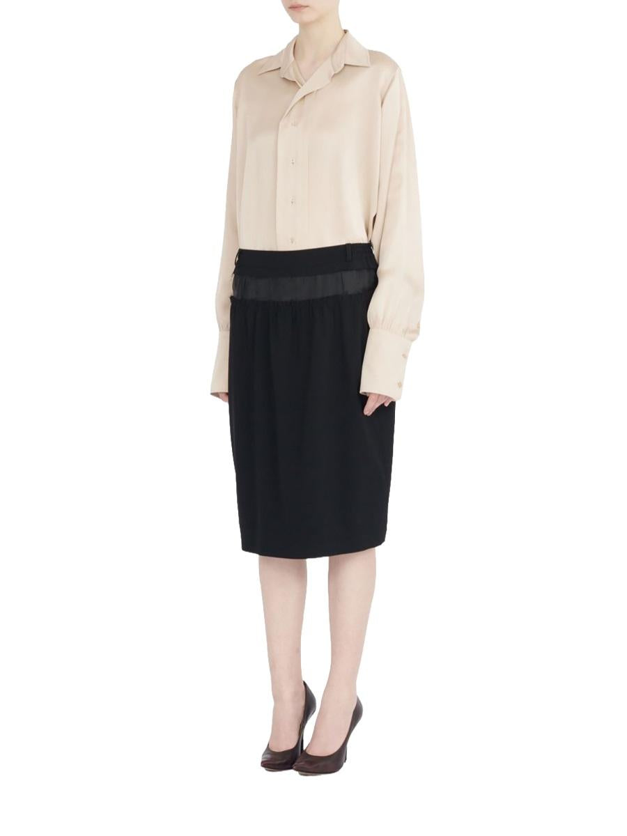Maison Margiela Black Wool Long Midi Skirt