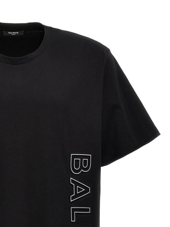 Balmain Short Sleeve T-Shirt Black Cotton Men’s Tee CH1 EG010 BC22
