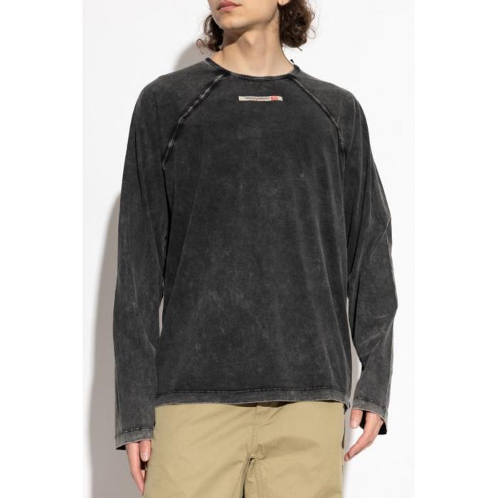 DIESEL Logo Patch Cotton Long Sleeve Pajama T-Shirt A23181 0KNCW 900A
