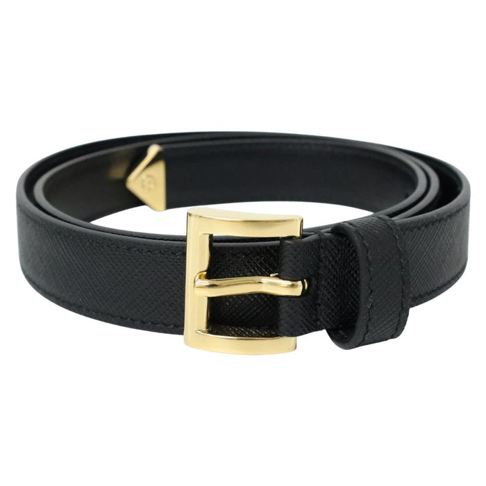 PRADA Saffiano Leather Triangle Logo Women’s Belt Black