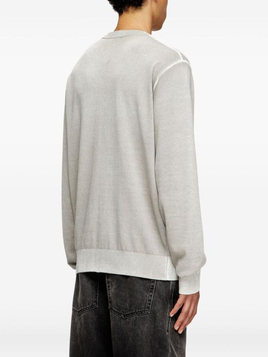 DIESEL Reverse Print Cotton Crewneck Sweater Black Men A111870BEAR91L
