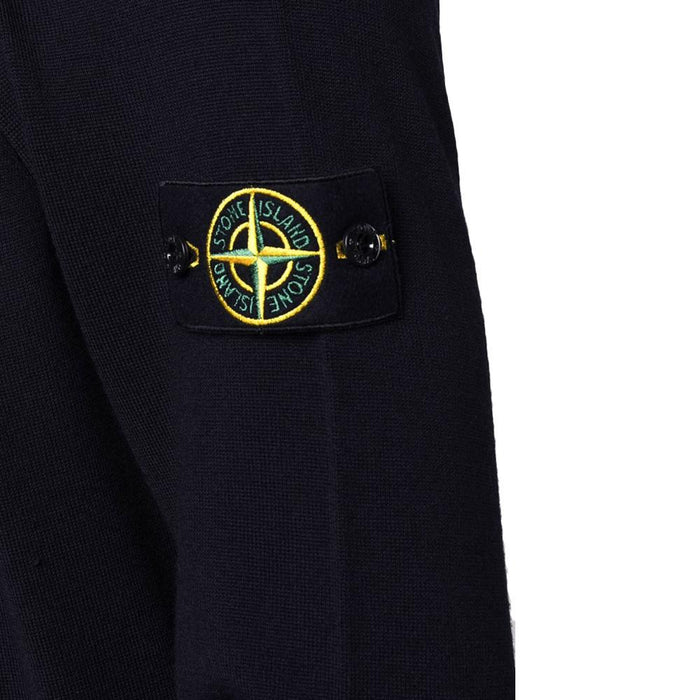 STONE ISLAND Navy Wool Round Neck Knit Sweater with Patch 7515526C4 V0020