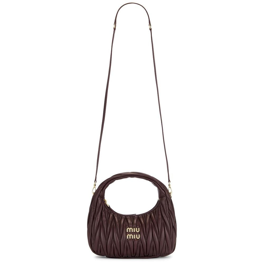 Miu Miu Wander Matelassé Leather Hobo Tote Bag Black