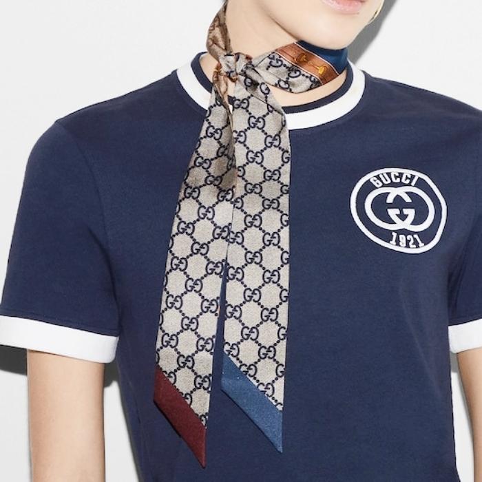 GUCCI Heritage Print Silk Neck Bow Scarf 791008 3G001 6168