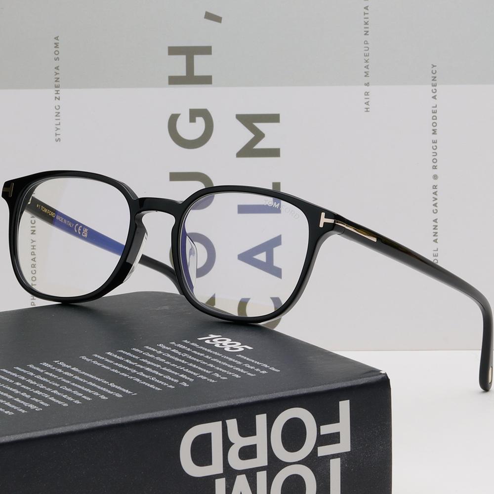 TOM FORD Blue Light Blocking Square Acetate Eyeglasses Asian Fit