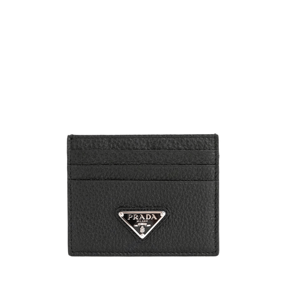 PRADA Triangle Logo Black Unisex Card Holder 2MC025