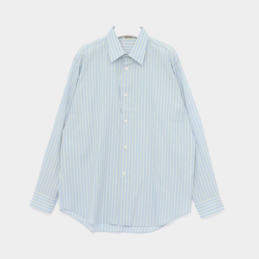 AURALEE Super Fine Wool Stripe Men’s Shirt A26SS01WW SAX BLUE LIME STRIPE