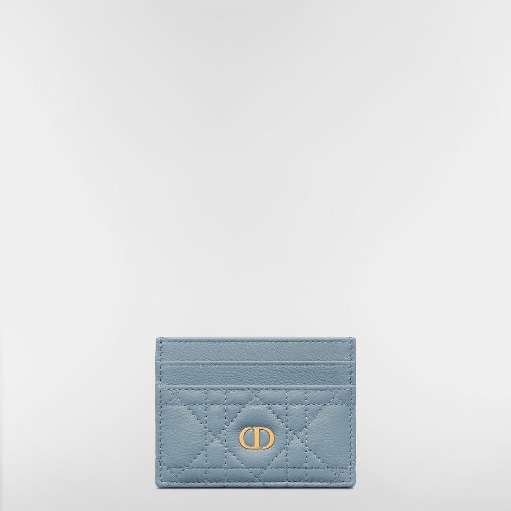 DIOR Caro Freesia Cloud Blue Cannage Calfskin Card Holder