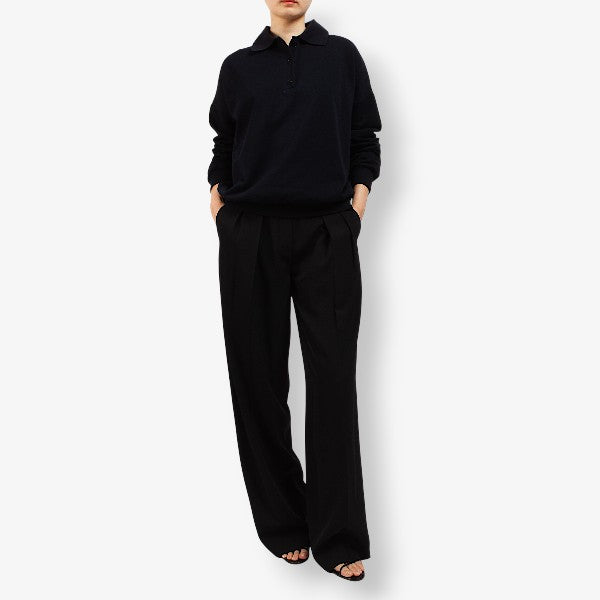 The Row Korza Cotton Long-Sleeve Polo Shirt CORZAS 5748K290 DARK NAVY