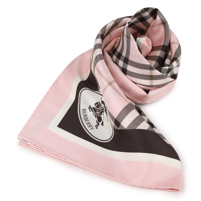 BURBERRY Check Knight Stamp Silk Scarf 8115769