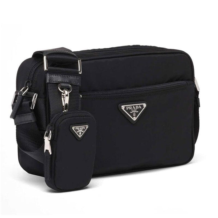 PRADA Re-Nylon Unisex Messenger Bag Black Crossbody
