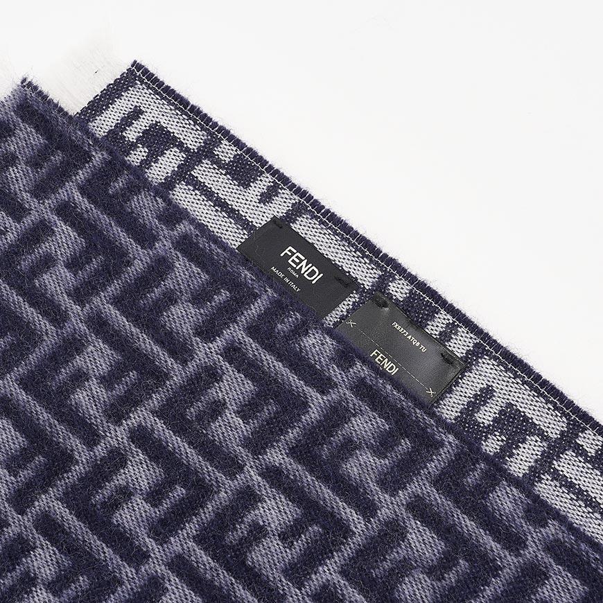 FENDI Men FF Logo Wool Scarf Navy