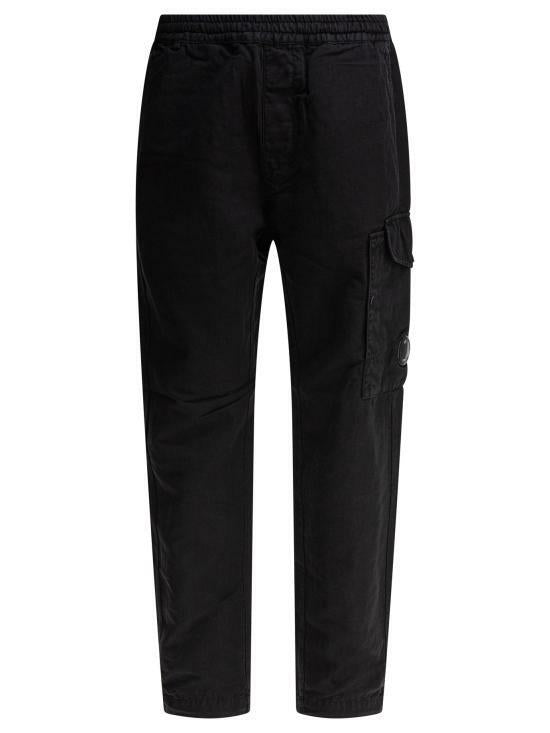 CP Company Cotton Linen Loose Pants Black