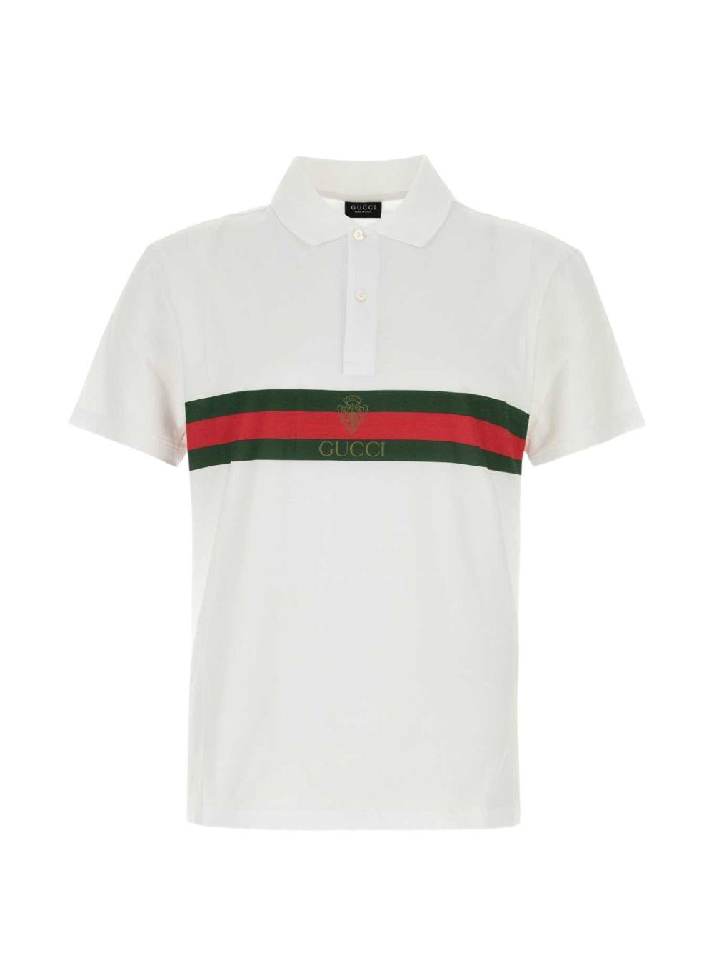 GUCCI Short Sleeve Cotton Polo Shirt White Men