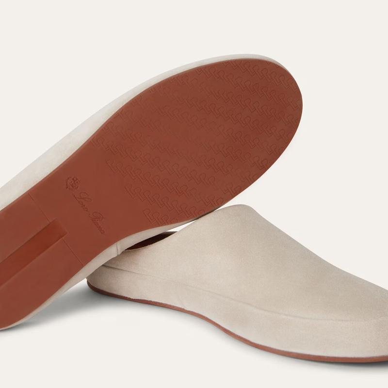 Loro Piana Men’s Suede Calfskin Tomori Sabot Loafers Classic Beige