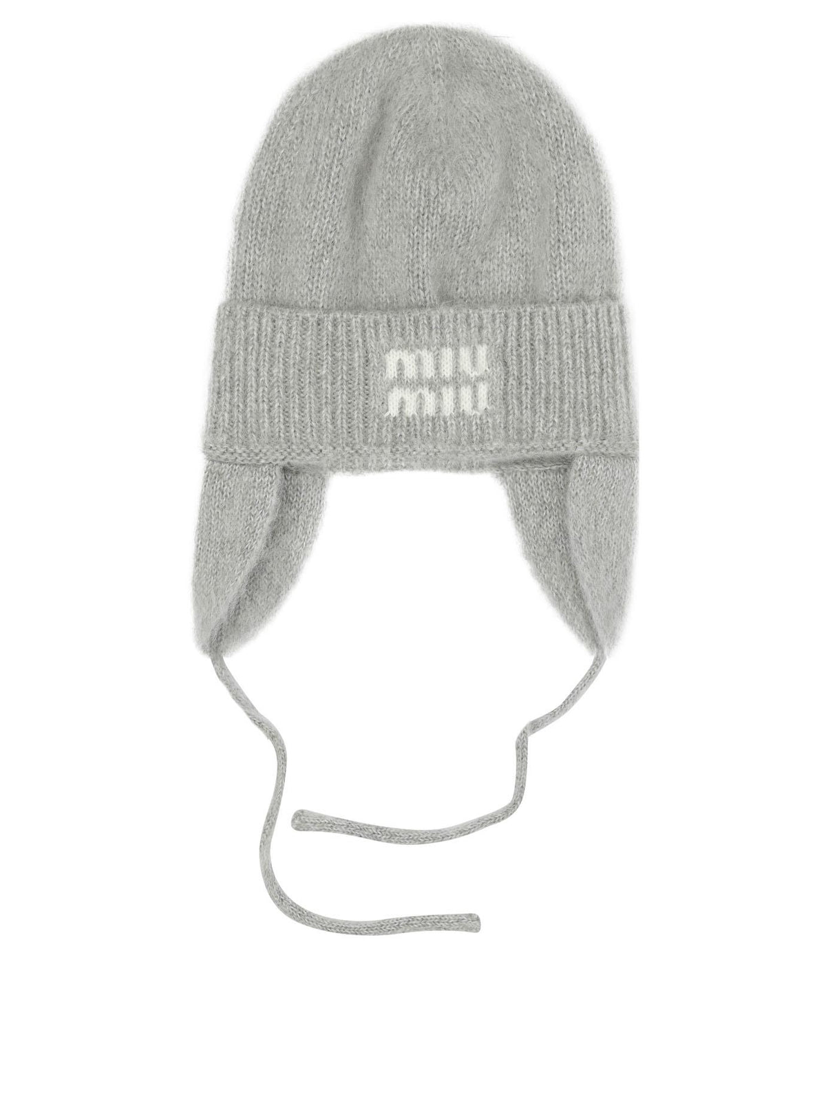 Miu Miu Black Wool Rib Knit Beanie