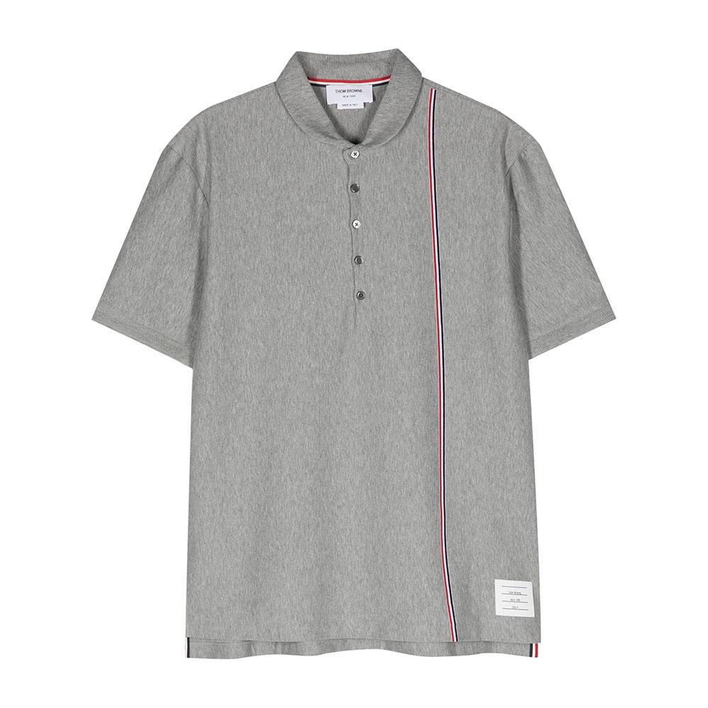 THOM BROWNE RWB Stripe Polo Shirt Mid Grey Men’s