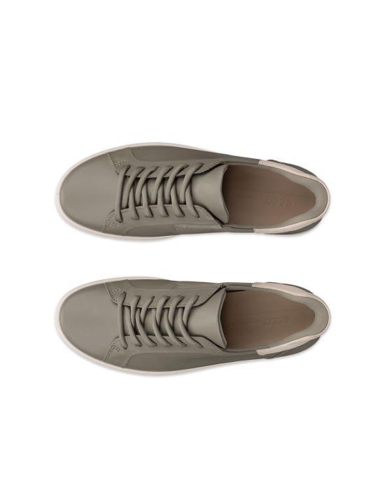 ecco Vetiver Limestone Leather Sneakers 470843 60079