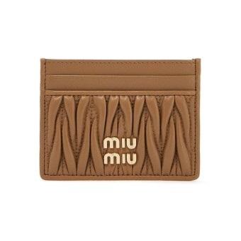 Miu Miu Matelassé Leather Card Holder Brown Wallet